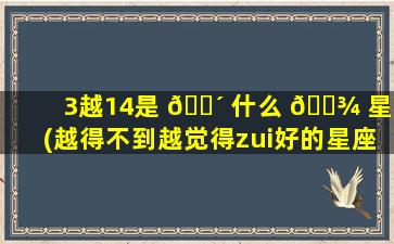 3越14是 🐴 什么 🌾 星座(越得不到越觉得zui
好的星座男)